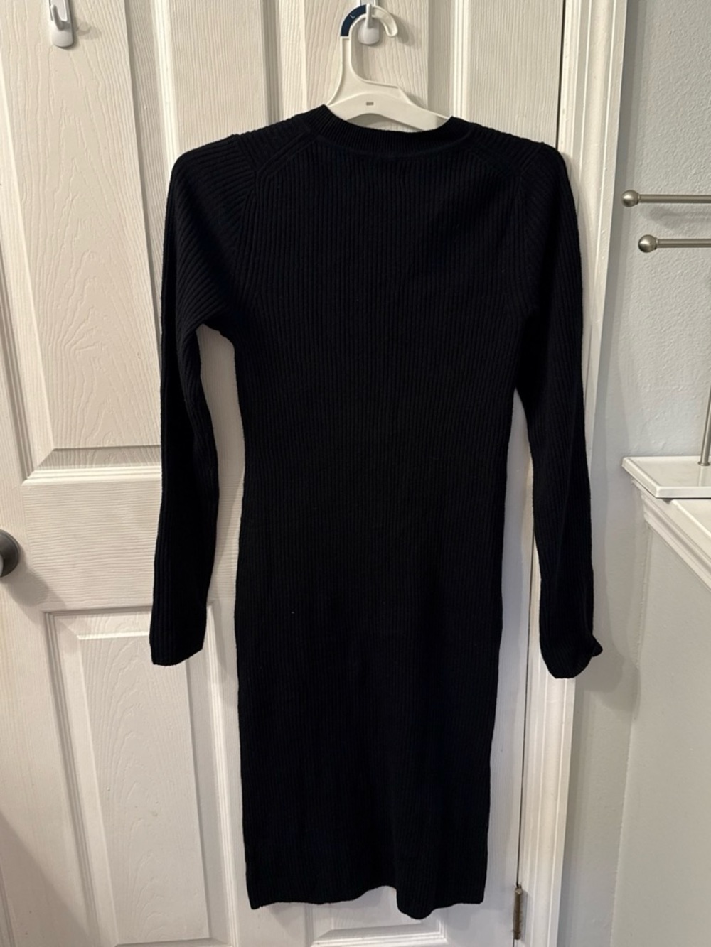 Black Ribbed Bodycon Dress - Picture 2 of 3
